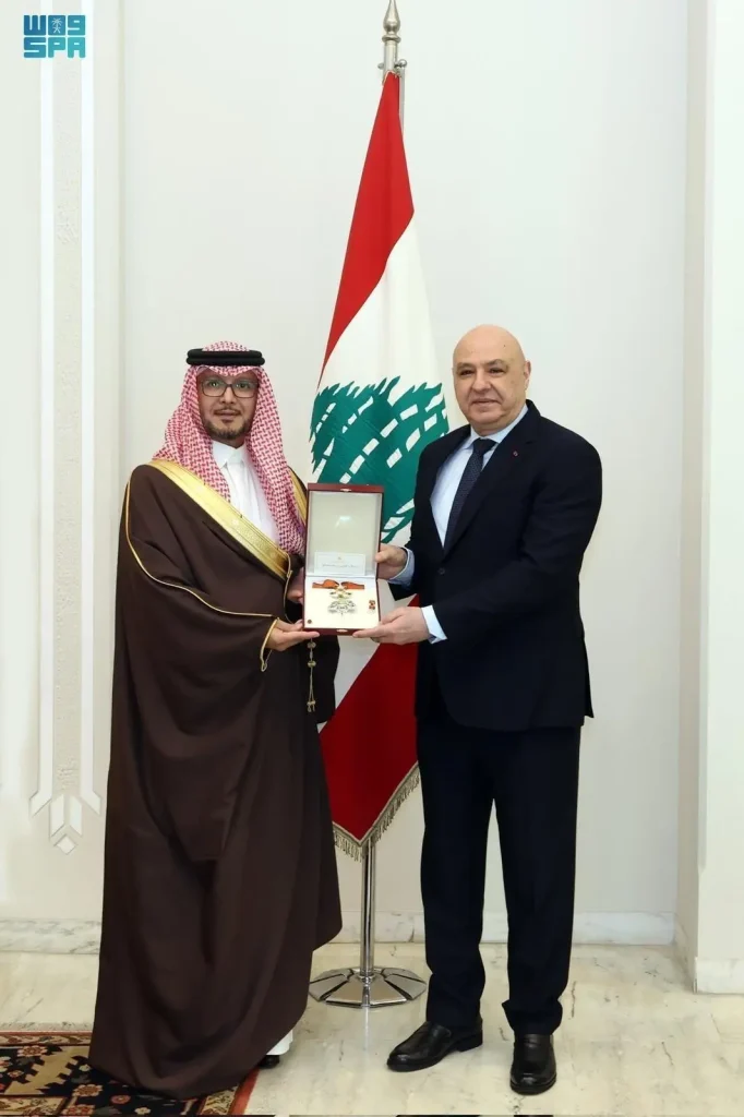 Lebanese President honors Saudi Envoy Bukhari on completion of his tenure