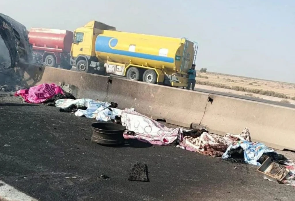 Bus crash in southern Iraq kills at least 21, injures 19